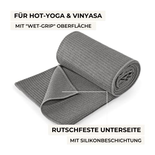 Lotuscrafts Yoga Handtuch Wet Grip - rutschfest & Schnelltrocknend - Antirutsch Yogatuch mit hoher Bodenhaftung - Yogahandtuch ideal für Hot Yoga [183 x 61 cm] - Geschenkapp