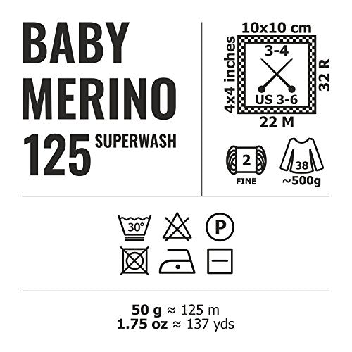100% Merinowolle extrafine superwash in 35+ Farben (kratzfrei) - 300g Set (6 x 50g) - Baby Merino Wolle zum Stricken & Häkeln in 4 Garnstärken - Hansa-Farm - Hellgrau (Grau)