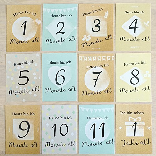 30+1 Meilensteinkarten als Geschenk zur Geburt des Babies: Für unvergessliche Fotos + Baby-Tagebuch in einem - inkl. Geschenkbox & Glückwunsch-Karte - DIN A6, Milestone Foto- & Erinnerungs-Karten - Geschenkapp