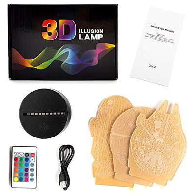 3D Lampe, ZNZ LED Illusion Led Nachtlicht, 16 Farbwechsel 3 Modell mit Remote & Smart Touch Lampe Weihnachts Geschenke für Kinder Männer Frauen - Geschenkapp