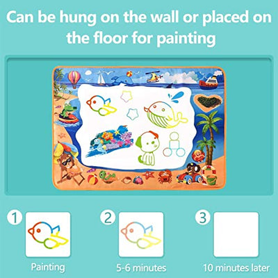 ALLCELE Aqua Wasser Doodle Matte ab 1 2 3 4 5 6 Jahre alt Junge Mädchen, Magic Doodle Malmatte 100 * 70cm XL Drawing Painting Matte für Kinder Baby Toddler - Geschenkapp