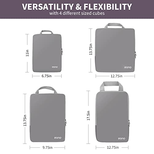 Amazon Brand - Eono Komprimierbaren Packwürfeln zur Organisation Ihres Reisegepäcks, Compression Packing Cube, Packtaschen Set & Gepäck Organizer für Rucksack & Koffer - Grau, 4-teilig - Geschenkapp