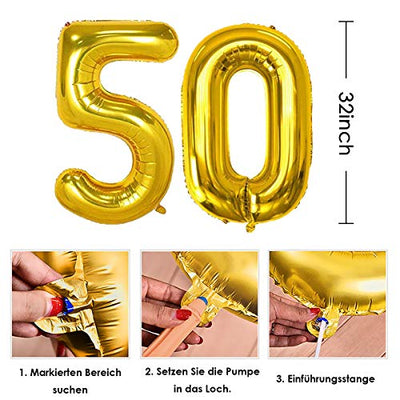 Amteker Geburtstagsdeko 50 Geburtstag Mann, Deko Gold 50 Geburtstag Frau Luftballons Geburtstag, Konfetti Luftballons 50 Geburtstag Deko, Deko 50. Geburtstag Mann Happy Birthday Deko