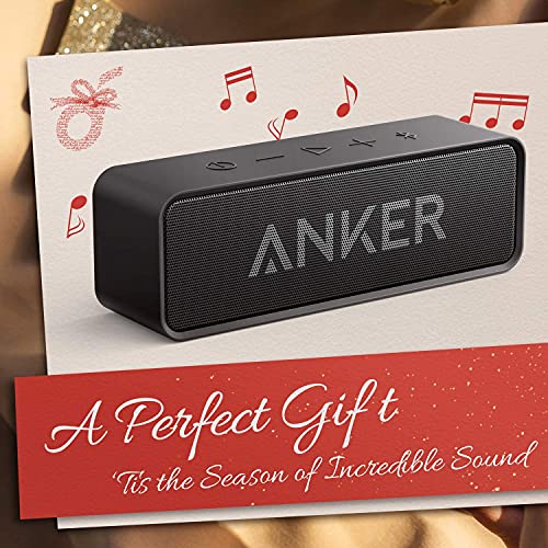 Anker SoundCore Kompakter Bluetooth 4.2 Lautsprecher, 24 Stunden Wiedergabe, Intensiver Bass, Integriertes Mikrofon, kompatibel mit iPhone, iPad, Samsung, Nexus, HTC und mehr (in Schwarz) - Geschenkapp