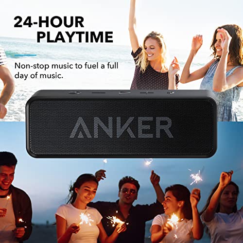Anker SoundCore Kompakter Bluetooth 4.2 Lautsprecher, 24 Stunden Wiedergabe, Intensiver Bass, Integriertes Mikrofon, kompatibel mit iPhone, iPad, Samsung, Nexus, HTC und mehr (in Schwarz) - Geschenkapp