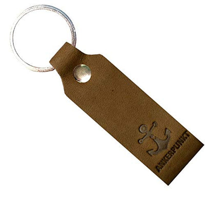 ANKERPUNKT Schlüsselanhänger Leder mit Gravur Anker - Schlüsselanhänger für Auto, Einzug Wohnung, Geschenk Männer & Frauen - dunkelbraun Made in Germany