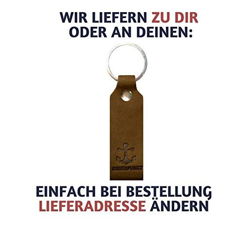 ANKERPUNKT Schlüsselanhänger Leder mit Gravur Anker - Schlüsselanhänger für Auto, Einzug Wohnung, Geschenk Männer & Frauen - dunkelbraun Made in Germany