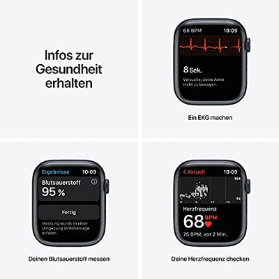 Apple Watch Series 7 (GPS, 45mm) Smartwatch - Aluminiumgehäuse Mitternacht, Sportarmband Mitternacht - Regular. Fitnesstracker, Blutsauerstoff und EKGApps, Always-On Retina Display, Wasserschutz - Geschenkapp