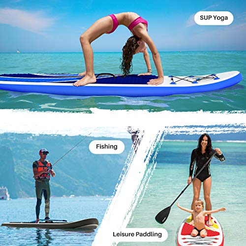 awesafe Aufblasbares Stand Up Paddling Board SUP Paddle Boards Set, 305×80×15cm, Tragfähigkeit 180KG, inkl. Rucksack, Paddel, Pumpe, Leash, Wasserdichter Packsack, Finne
