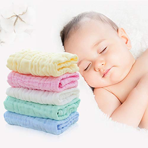 Baby Waschlappen,EXTSUD 10 Stücke Baby Musselin Waschlappen Baby-Handtücher Weiche Neugeborene Baby Gesichtstücher Baby Wipes aus Bio-Baumwolle 25 * 25 CM - Geschenkapp