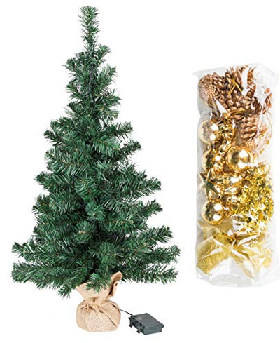Bambelaa! Weihnachtsbaum Künstlich Mit Beleuchtung Geschmückt Tannenbaum Dekoriert Christbaum Beleuchtet LED 75cm Gold