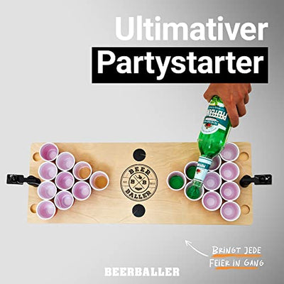 BeerBaller® Shot Pong - Bierpong als Shot Version | Trinkspiel Highlight 2023 | inkl 24 Shot Beer Pong Becher | Party Gadgets | Trinkspiele für Erwachsene | Saufspiele Partyspiele ab 18