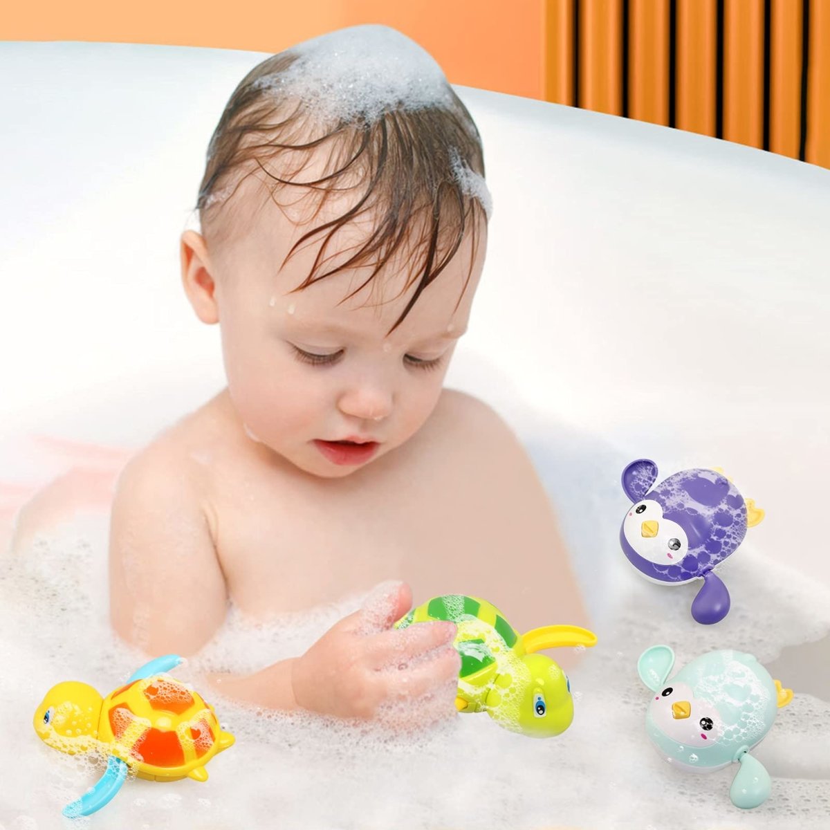 BelleStyle Baby Badespielzeug, Badewannenspielzeug für Baby Kinder Ab 1 2 3 4 Jahr, Wasserspielzeug Uhrwerk Schwimmende Aufzieh Schwimmbad Badewanne Bad Spielzeug für Kleinkinder Jungen Mädchen - Geschenkapp