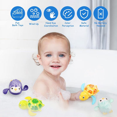 BelleStyle Baby Badespielzeug, Badewannenspielzeug für Baby Kinder Ab 1 2 3 4 Jahr, Wasserspielzeug Uhrwerk Schwimmende Aufzieh Schwimmbad Badewanne Bad Spielzeug für Kleinkinder Jungen Mädchen - Geschenkapp