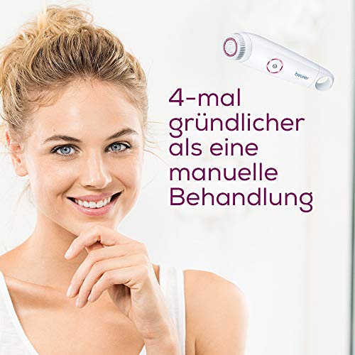 Beurer FC 45 Gesichtsbürste, Tiefenreinigung für spürbar weichere Haut, 2-stufige Rotation für jeden Hauttyp, wasserfest, Weiß - Geschenkapp