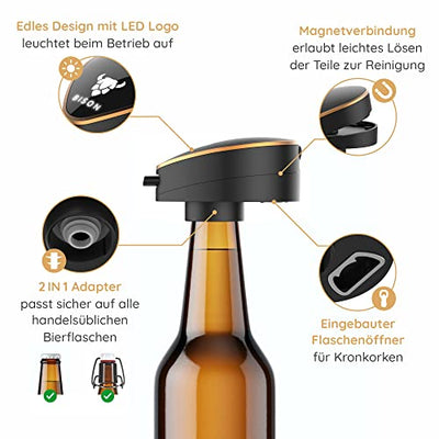 BISON Biersonikator | Ultraschall Flaschenaufsatz für Bier wie frisch gezapft | Geschenke für Männer