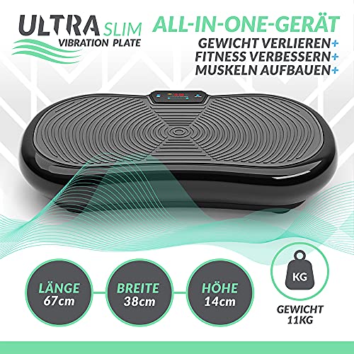 Bluefin Fitness Ultra Slim Power Vibrationsplatte | Fett verlieren und Fitnesstraining von Zuause | 5 Trainingsprogramme + 180 Stufen | Bluetooth Lautsprecher | Einfache Aufbewahrung |Schlankes Design