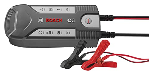 Bosch C3 - intelligentes und automatisches Batterieladegerät - 6V-12V / 3.8A - für Blei-Säure, GEL, Start/Stopp EFB, Start/Stopp AGM-Batterie für Motorräder, Pkw, Kleintransporter - Geschenkapp