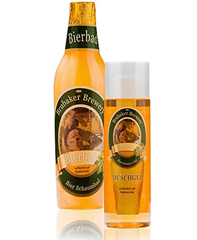 BRUBAKER Cosmetics Bier Badeset Geschenkset für Männer mit Kulturbeutel, Waschlappen und Quietscheente
