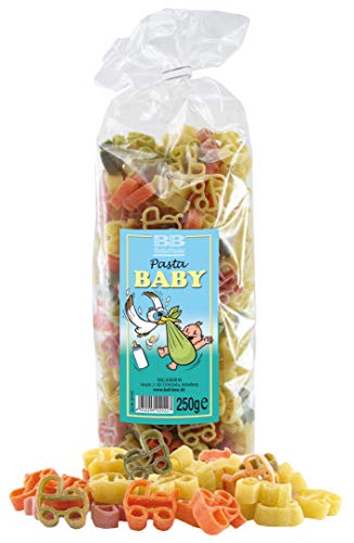Bull & Bear Pasta bunte Kinderwagen-Nudeln “Baby” 250 g, Motivnudeln handgefertigt, Geschenk