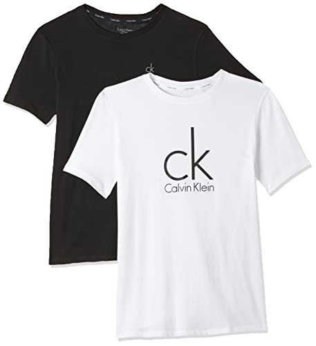 Calvin Klein Jungen T-Shirt 2PK SS Tee, Schwarz (Black/White LG 930), 158 (Herstellergröße: 12-14)