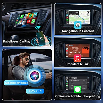 Carlinkit 3.0 Mini Wireless CarPlay Adapter für werkseitig verkabelte CarPlay Autos, kompatibel mit Audi/Porsche/Volkswagen/Ford/Hyundai/Mercedes/KIA, Online Upgrade, IOS16, USB Typ A/C