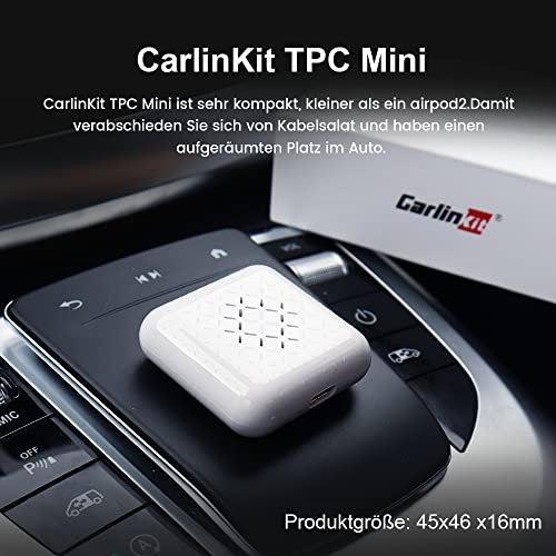 Carlinkit 3.0 Mini Wireless CarPlay Adapter für werkseitig verkabelte CarPlay Autos, kompatibel mit Audi/Porsche/Volkswagen/Ford/Hyundai/Mercedes/KIA, Online Upgrade, IOS16, USB Typ A/C