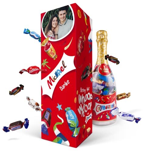 Celebrations Schokoladen Geschenkepackung - Personalisiert mit Namen oder Text Mix von gefüllter Milchschokolade (312 Gramm - Flasche)