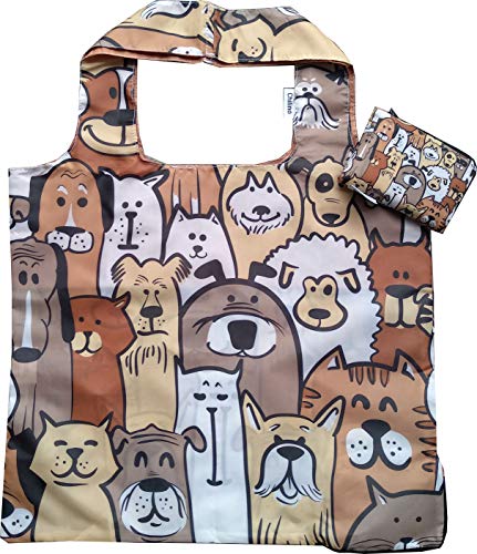 Chilino 230 Doggies faltbare Einkaufstasche, groß und stabil, umweltfreundlich, Polyester, beige/braun, 47 cm Breite x 41 cm Höhe