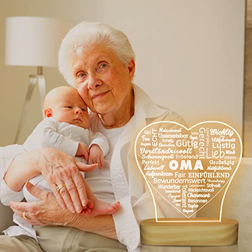 CooPark Geburtstag Geschenk für Oma, LED-Lampe, Nachtlicht mit warmweißer Farbe für Oma, Oma, Geburtstagsgeschenk, Geschenkidee für meine Lieblingsoma