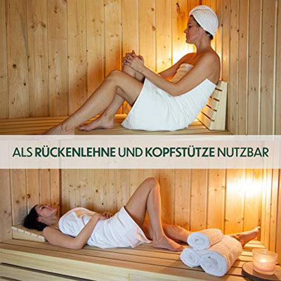 CozyNature® Handgefertigte Sauna Kopfstütze | Rückenlehne aus harzfreiem finnischem Kiefernholz | Ultimatives Saunazubehör | Intensive Wärmebehandlung - Geschenkapp
