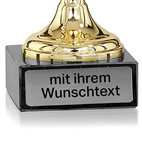 Deitert Henkel-Pokal mit Wunschtext-Gravur | Gold | 21cm hoch | Wanderpokal auf Marmorsockel FS106 - Geschenkapp
