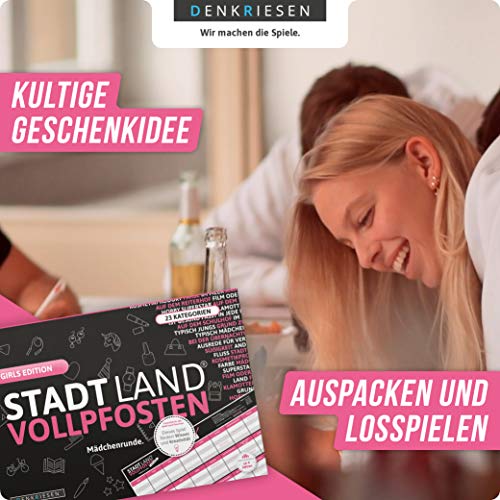 DENKRIESEN - Stadt Land VOLLPFOSTEN® - Girls Edition | Spielblock | Familienspiel - Geschenkapp