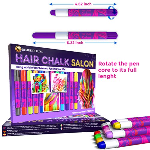 Desire Deluxe Hair Chalk Geschenke für mädchen, Haarkreide zum Haare Färben Spielzeug für Weihnachten, 10 auswaschbare Haarfärbe-Stifte, für Fasching, für Kinder im Alter von 3 4 5 6 7 8 9 11 Jahren - Geschenkapp