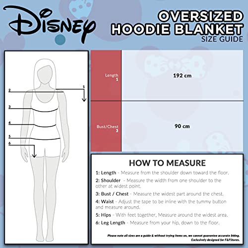 Disney Übergroße Kapuzenpullover Damen Hoodie Decke Mädchen Teenager Herren (Schwarz) - Geschenkapp