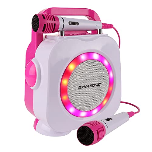 DYNASONIC Karaoke mit Mikrofon, Original Geschenke für Kinder Mädchen, Sprecher, Spielzeug Mädchen (DK-201 Pink) - Geschenkapp