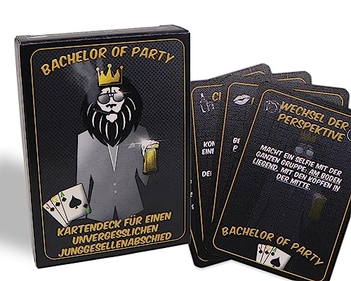 e-Row Bachelor of Party - Ultimatives Männer-JGA Kartenspiel mit vielen lustigen & unvergesslichen Aufgaben für den idealen Junggesellenabschied - 55 Karten (Männer/Bräutigam Edition) - Geschenkapp