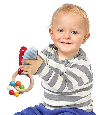 Eichhorn 100017045 - Baby Starter/Geschenke Set mit Maraca, Greifling mit Sound und Greifling mit Hasenmotiv, 3-teilig, ab 3 Monaten - Geschenkapp