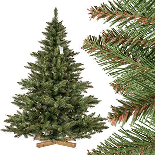 FAIRYTREES künstlicher Weihnachtsbaum NORDMANNTANNE, grüner Stamm, Material PVC, inkl. Holzständer, 180cm, FT14-180 - Geschenkapp
