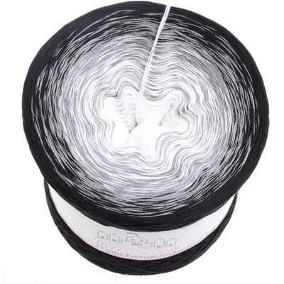 Farbverlaufsgarn Bobbel Wolle Größe wählbar Strickwolle Häkeln (Black & White - Schwarz außen, 200g/1000m - 3Fach) - Geschenkapp