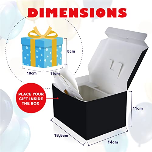 FETTIPOP Geschenkbox DIY, Geschenkkartons Explodierende Konfetti (Premium Black) 18,5x14x11 cm, Überraschung Explosion Gift Box Pop Up - Geschenkapp