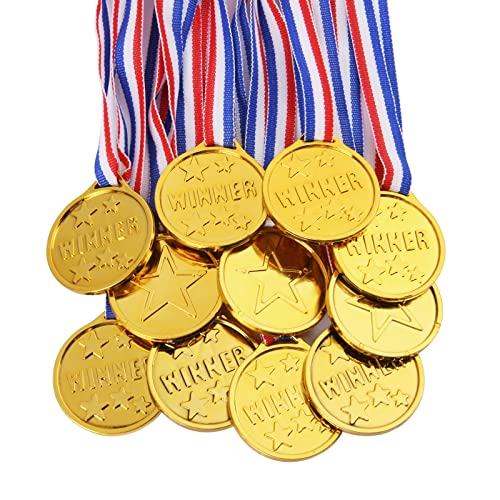 flintronic 12 Stücke Gewinner Medaillen，Kunststoff Medaillen Gold Kinder für Sport, Wettbewerbe Auszeichnungen，Party，Preisen Awards - Geschenkapp