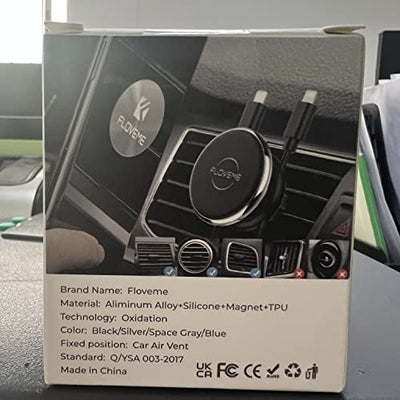 FLOVEME KFZ Handyhalterung Auto Magnet Lüftung, Universal Handyhalter Auto Zubehör mit 5 Starke Magnet 4 Metallplatten, Kompatibel für iPhone Samsung Huawei - Schwarz - Geschenkapp