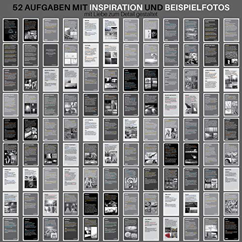 Foto Aufgaben Schwarzweiß Fotografie - Inspiration & Fotografieren Lernen mit 52 Aufgabenkarten, Edition Schwarz Weiss Fotografie, in Metalldose - Geschenkapp