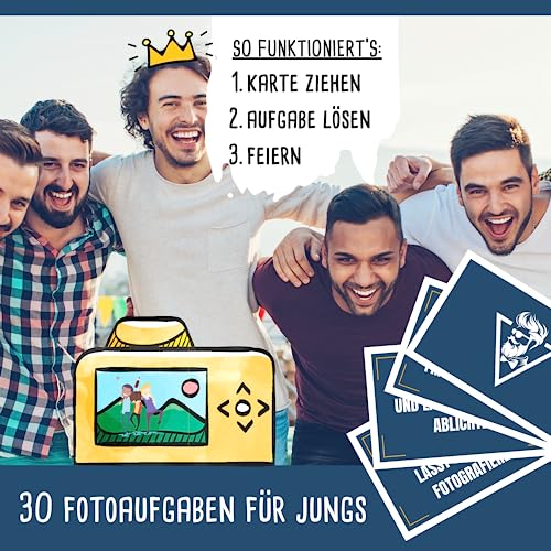 Fotospiel JGA Männer by snaPmee - 30 Fotoaufgaben für unterwegs - Partyspiel Junggesellenabschied mit witzigen Aufgaben - Geschenkapp