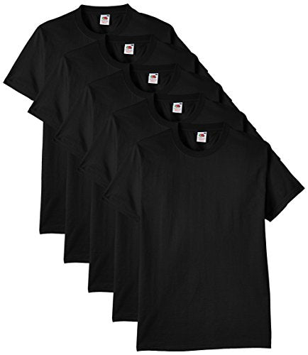 Fruit of the Loom Herren Regular Fit T-Shirt Heavy Cotton Tee Shirt 5 pack, Schwarz (Black), XL - Geschenkapp