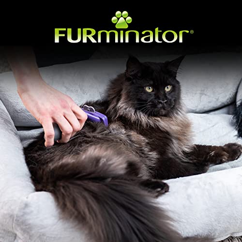 FURminator deShedding-Tool Katze Größe M/L Langhaar - Katzenbürste für mittelgroße bis große Katzen zur Entfernung der Unterwolle - Verbessertes Design - Geschenkapp