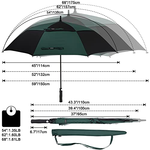 G4Free 54/62/68 Inch Automatische Öffnen Golf Schirme Extra große Übergroß Doppelt Überdachung Belüftet Winddicht Wasserdichte Stock Regenschirme - Geschenkapp