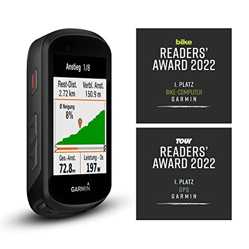 Garmin Edge 530 – GPS-Fahrradcomputer mit 2,6“ Farbdisplay, umfassenden Leistungsdaten, vorinstallierter Europakarte zur Navigation und bis zu 20 h Akkulaufzeit, MTB-Kennzahlen, Schwarz - Geschenkapp