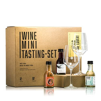 GEILE WEINE Wein Mini Tasting Set (12 x 0,1) Deutscher Weisswein, Rotwein und Rosé im Probierset - Geschenkapp